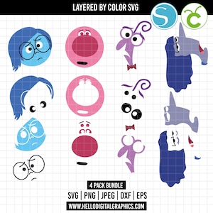 1644 - SVG en couches, 2 svg à l'envers, clipart à l'envers, svg tristesse, ennui svg, svg peur, embarras svg, superposé par couleur, silhouette