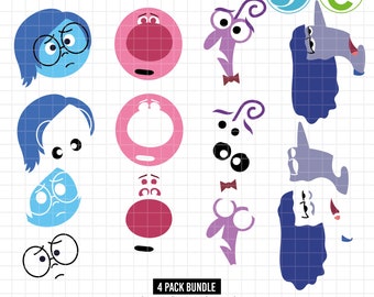 1644 - Layered SVG, Inside out 2 svg, inside out clipart, sadness svg, ennui svg, fear svg, embarrassment svg, layered by color, silhouette