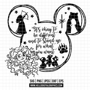 2291 - Prinsessan Merida fraskontur SVG, PNG, EPS-Disneyy Merida skiss clipart vektor. Modig mushuvud. modig svg. Merida dtf filmcitat