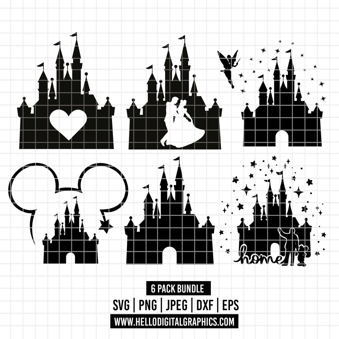 1835 - Dissney Castle Magic Kingdom Pack Bundle SVG, EPS, PNG- Disney ...