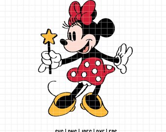 1740 - Classic and magical Minniee mouse SVG, EPS, PNG - Disneyy characters of the Magic Kingdom Clipart Vector. The beautiful Minnie svg