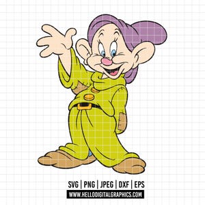 2717 - Dopey to The seven dwarfs SVG, PNG - Snow white and The seven dwarfs clipart. Disneey Dopey,Grumpy,Happy,Doc,Sneezy,Sleepy dtf