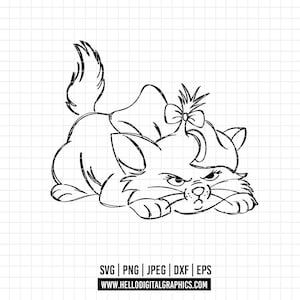 2032 - マリー - おしゃれキャット SVG、EPS、PNG - ディズニー クリップアート ベクター。おしゃれキャットのキャラクター、マリー。おしゃれキャットのクレイジーな冒険 SVG。