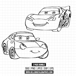 2071 - Lightning McQueen and Sally pack bundle SVG, PNG, EPS -Cars Movie, Lightning McQueen and Sally Clipart vector.Cars characters clipart