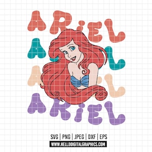 2115 - Princesa Ariel, La Sirenita en color SVG, PNG, EPS - Princesa Ariel de Disney para sellos clipart vector. La Sirenita dtf clipart.