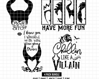 1812 - Disneey villains pack bundle SVG, EPS, PNG - bad girls have more fun Clipart Vector - bad bitch svg - villains silhouette.