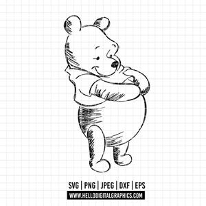 1987 - Winnie the pooh SVG, PNG, EPS - Winnie the pooh line art/ Outline clipart vector. Winnie pooh and his adventures svg.