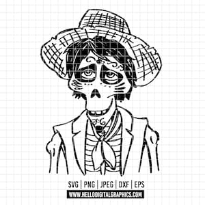 2021 - Hector Rivera - Coco Zeichen SVG, EPS, PNG - In der Nacht der Toten. Urvater der Coco Linienkunst. Hector erinnere dich an mich.