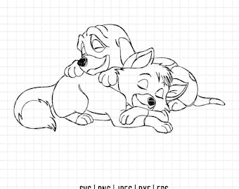 1853 - The fox and the hound SVG, EPS, PNG - Classic disney characters clipart vector. friendship and confrontation. Tod and Toby svg.