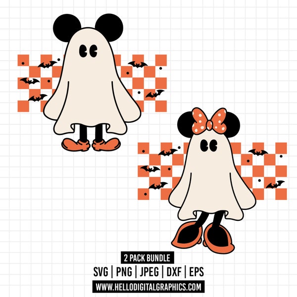 1556 - Disneey Halloween mice pack bundle SVG,EPS,PNG- Mickeey magic, trick or treat, ghost, party, Disneyy Minnie halloween Clipart Vector.