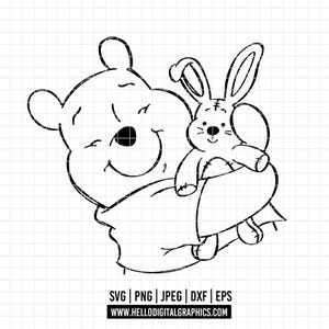 2061 - Winnie the pooh iconic scenes SVG, PNG, EPS - Winnie the pooh line art/ Outline clipart vector. Winnie pooh and his adventures svg.