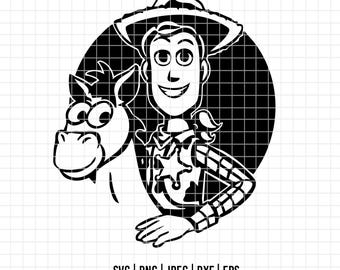 2881 - Sheriff Woody and bullseye SVG, PNG, EPS - Toy Story characters line art/disney Buzz and Woody clipart vector. woody dtf