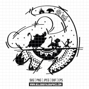 2269 - Simba&#39;s footprint SVG, DTF, PNG - Disneyy The lion king iconic scenes clipart vector. Iconic Disneey elements inside little Simba.