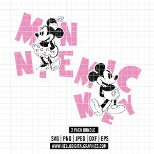 1932 - Paquete de Mickey y Minnie Mouse SVG, EPS, PNG. Vector de imágenes prediseñadas de contorno de amor de Disney. Amor de Mickey y Minnie svg. Amor de Disney.