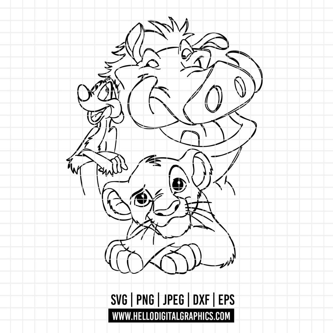 Simba Pouncing Vector 1885 - Simba, Timon & Pumbaa Friends for Ever SVG, DTF, PNG - Disneyy ...