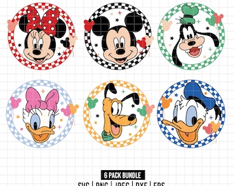 1636 - Checkered disneeyy Classics pack bundle SVG, EPS, PNG -Classic of the Magic Kingdom Clipart Vector. The eternal 6 pack bundle svg