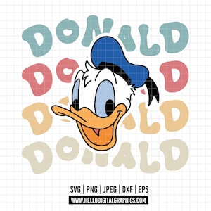 1627 - Das Wort von Donald SVG, EPS, PNG - Disneeyy Charaktere des Magic Kingdom Clipart Vektors. Donald und sein Name in Farbe
