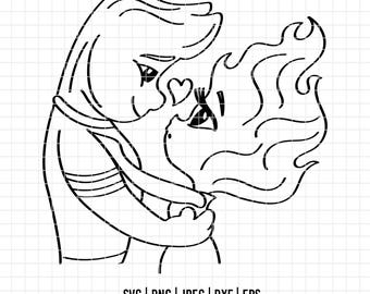 2057 - Ember Lumen y Wade SVG, EPS, PNG - Imágenes prediseñadas vectoriales de arte lineal de Ember Lumen. Ember Lumen, elemental de Disney. El amor de Ember y Wade.