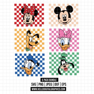 1638 - Disneyy Friends forever pack bundel SVG, EPS, PNG - Classic of the Magic Kingdom Clipart Vector. De 6 vrienden samen-pakketbundel