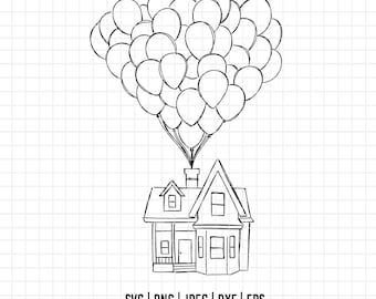 1744 - Up= Adventure Is Out There SVG, PNG, EPS - Heart Balloon Adventure. Up house and Characters. Carl and Ellie loves clipart. Up clipart