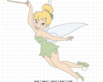 3542 - ティンカーベルの線画パックバンドル SVG、Eps、Png、Dxf、Jpeg