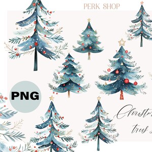 Albero di Natale Scandi acquerello festivo PNG - Download digitale Nordic Chic clipart, Arte popolare stampabile, Biglietto di auguri per le vacanze invernali, spazzatura