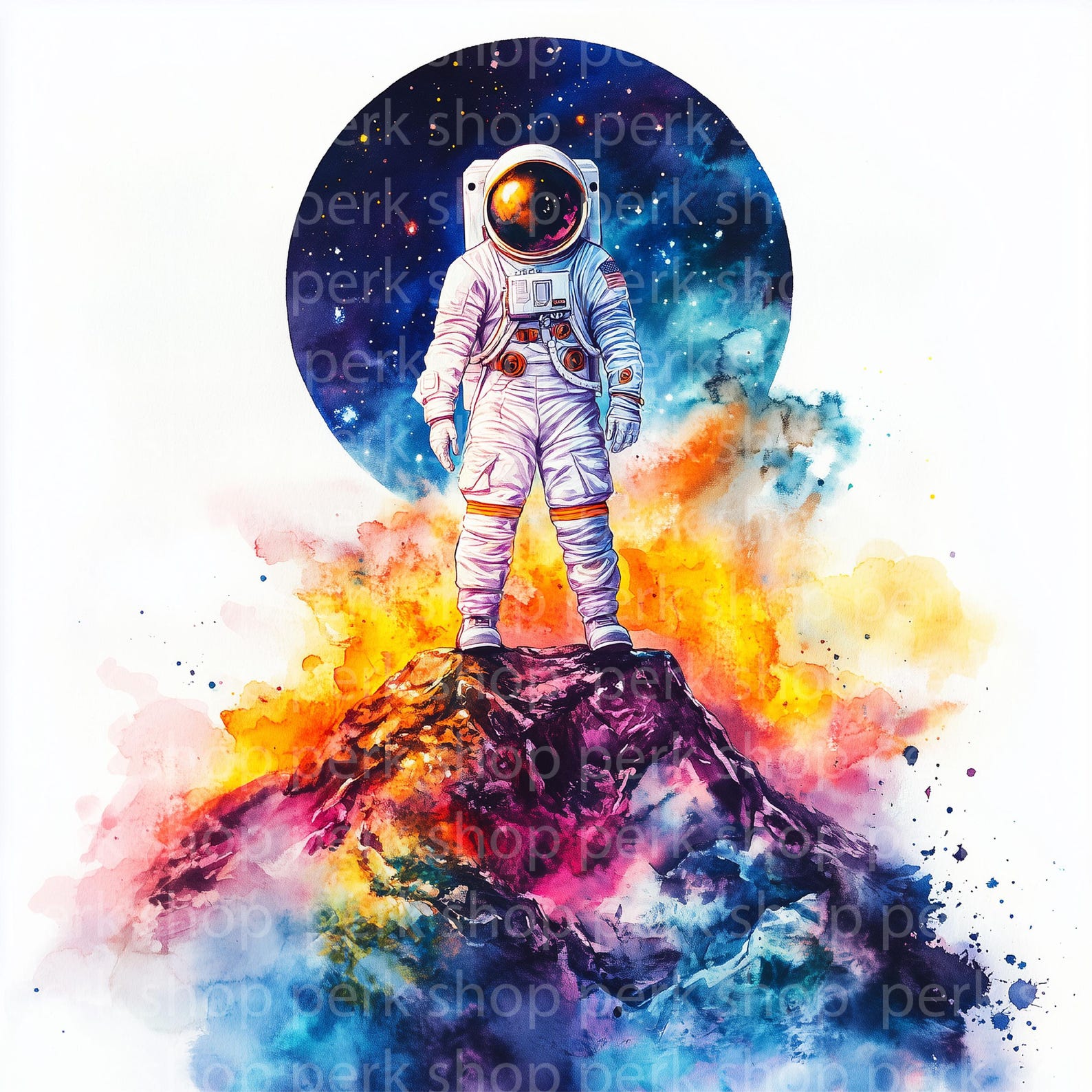 11 Outer Space Astronaut Watercolor Clipart, Spaceman Clipart, High ...