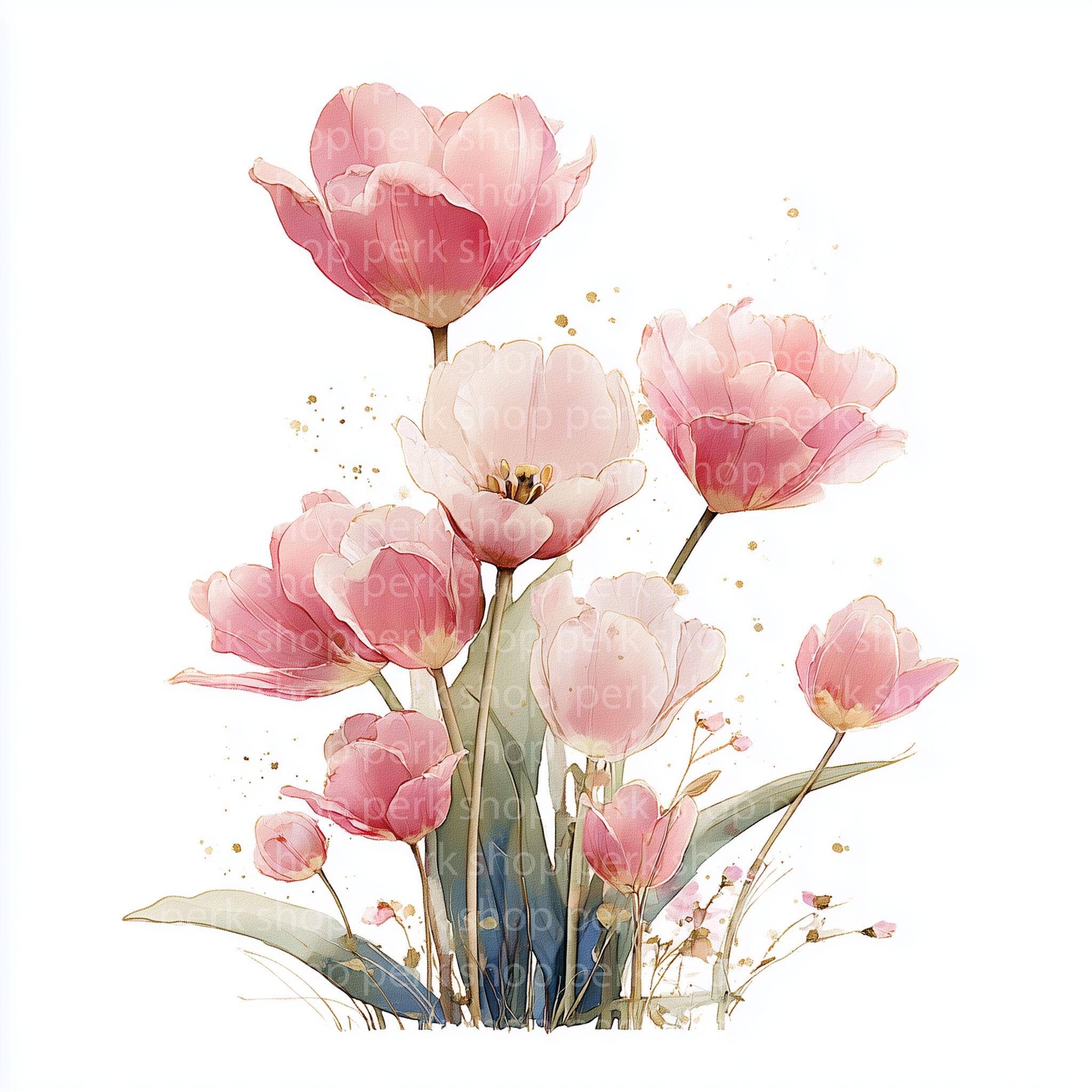 Watercolor Tulip Clipart: Spring Floral Graphics (JPG/PNG) - Etsy