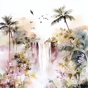 8 tropisch paradijs clipart, botanische tuin aquarel scrapbooking, digitaal afdrukbaar papier, junk journaling, hoogwaardige illustraties