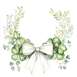 Clipart trèfle, couronne de trèfle, clipart aquarelle imprimable floral, téléchargement numérique, créations en papier, journal indésirable, Saint-Patrick, ensemble de printemps