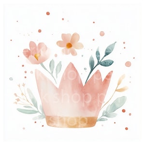 12 Clipart de coroa de flores - Design floral sutil, ilustração em aquarela de poder feminino, botânicos de primavera, papéis artesanais, cartão de scrapbook, diário