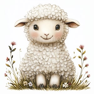 11 Clipart mouton de Pâques, bébé chèvre, clipart ferme, aquarelle imprimable, JPG de haute qualité, journal indésirable, papiers de scrapbooking, autocollant