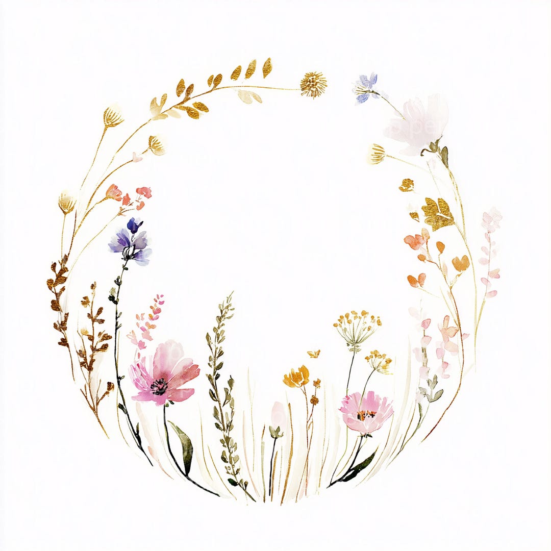 Easter Wreath Wildflowers Clipart - Watercolor Spring Floral Circle ...