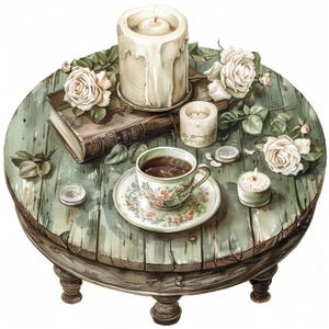 12 Clipart di macchine da scrivere d'epoca / Scene di scrittura floreali romantiche ad acquerello in formato JPG / Estetica accogliente per la scrivania per gli amanti dei libri e dei diari