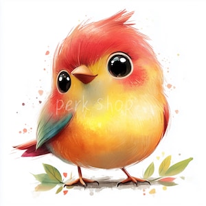 11 Pássaro caprichoso, Passarinho fofo, Personagem aquarela clipart, Papel artesanal para impressão, Download digital, sublimação, adesivo, cartões jpg