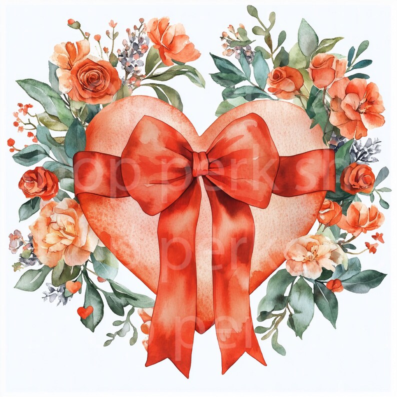 12 Floral Heart Wreath Clipart, Valentine's Day Heart, Digital Clipart ...