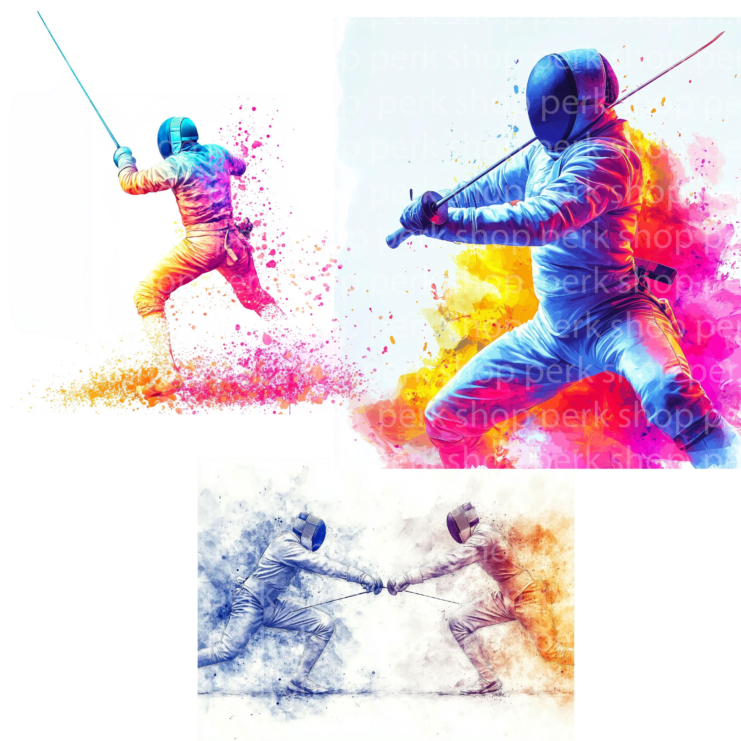 32 Fencing Clipart, Fencing Sport Clipart, Fencer Epee Sword Printable  Clipart, High Quality Jpgs, Digital Download, Paper Craft, Wall Art - Etsy, image size:3000x3000