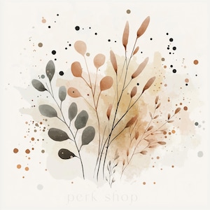 10 papier numérique feuillage aquarelle beige neutre, fond d'art automne, clipart botanique automne, travaux manuels de scrapbooking, journal indésirable, produits à imprimer
