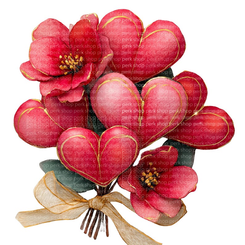 Valentine Heart Bouquet Clipart, Valentine Day PNG (digital Download ...