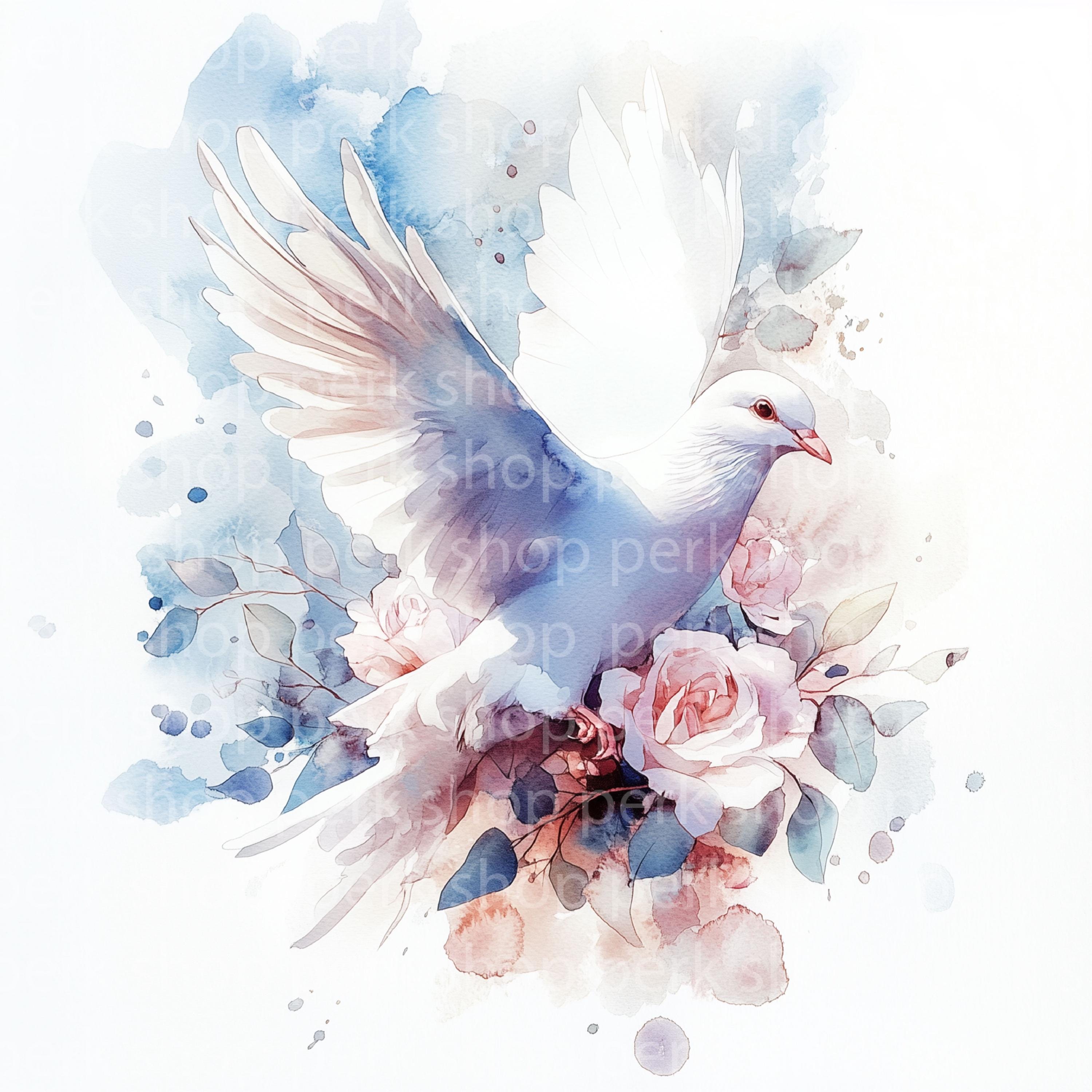 アクリル画 花と白い鳩のモチーフ アクリル画 花と白い鳩のモチーフ アクリル画 花と白い鳩のモチーフ