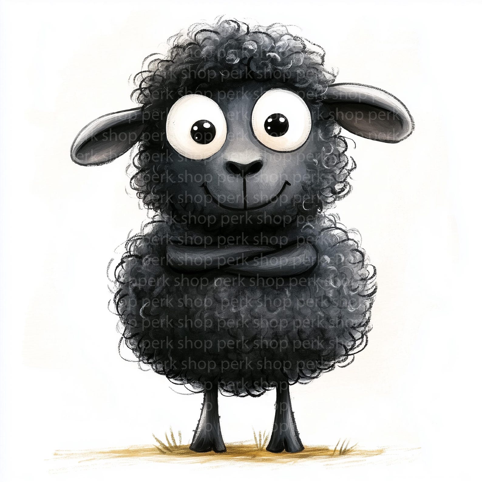 7 Cute Black Sheep Clipart | Smiling Cartoon Farm Animal Illustration ...