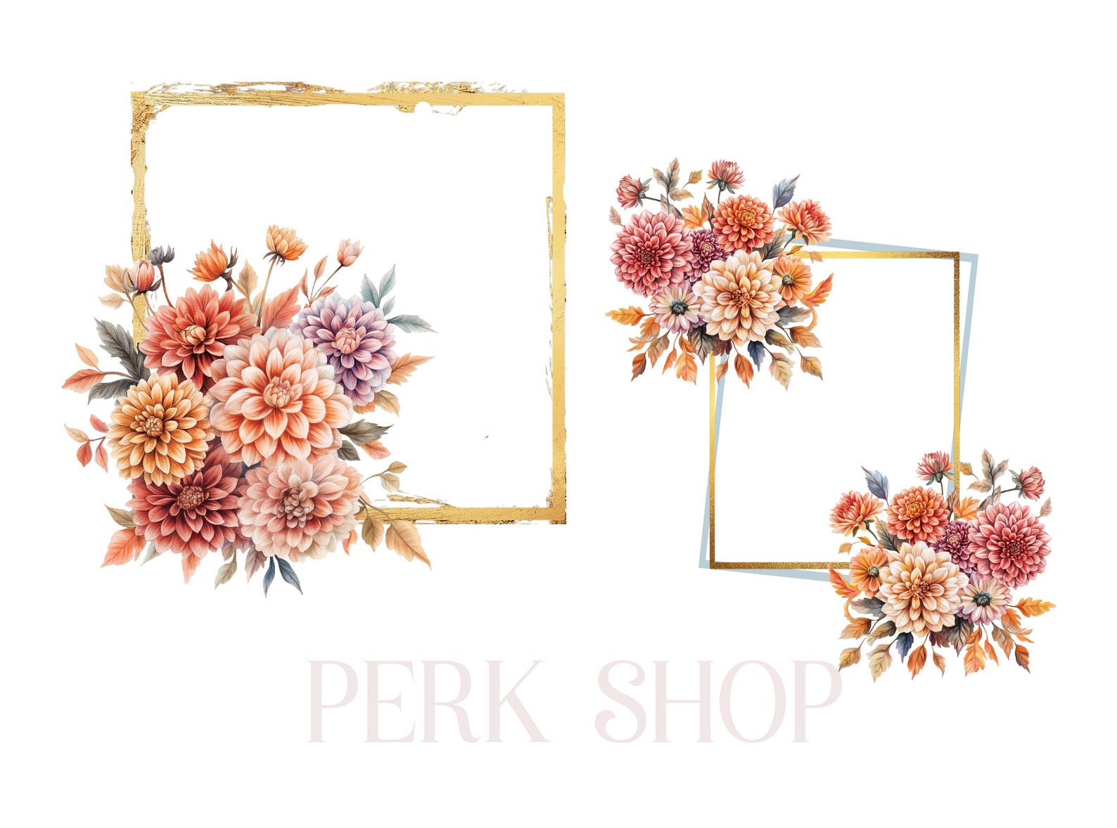 Fall Floral Frame Clipart Bundle: Mums & Wildflowers (20 PNG) (digital ...