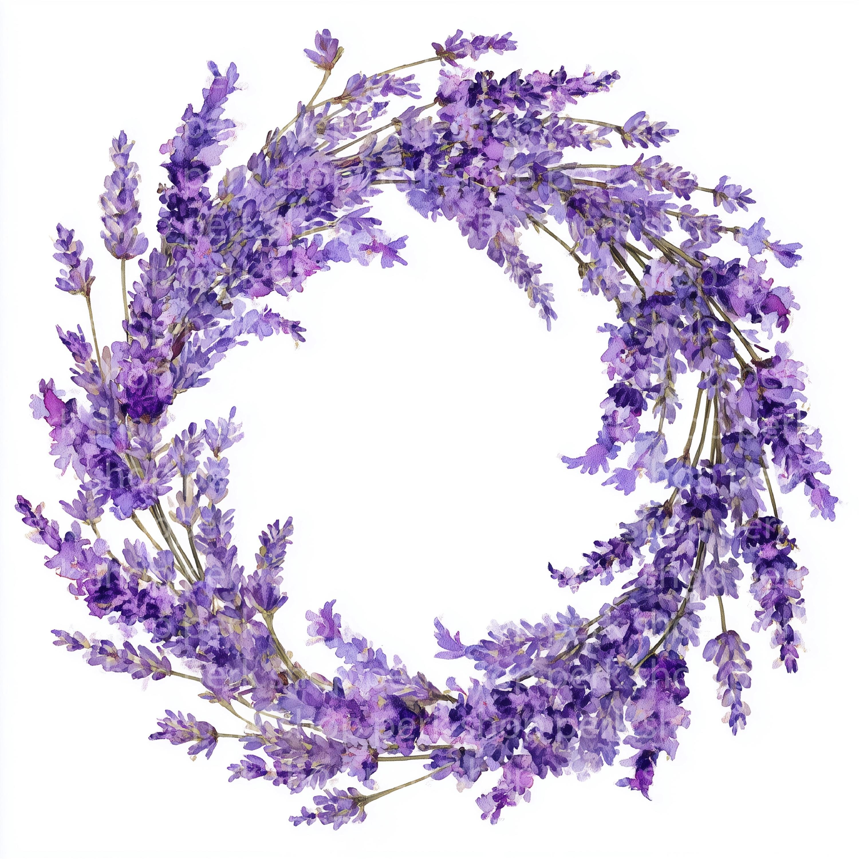 Lavender Wreath Watercolor Clipart: Purple Floral Frame (JPG Digital ...