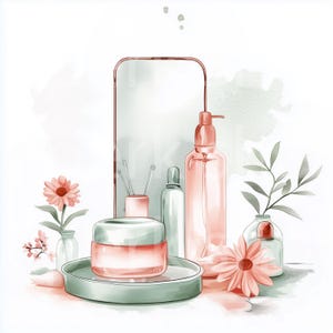 10 Self-care Clipart, Toilettenartikel Schönheit Aquarell, Wellness Bastelpapier, Aufkleber, Scrapbook, Spa Bad Dekor, digitaler Download, png