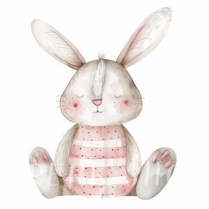 9 Baby Hase Clipart, Kinderzimmer Aquarell Kaninchen, bedruckbares Bastelpapier, Scrapbook, Sublimationszeichnung, Kinderzimmer Wandkunst, digitaler Download JPG Set