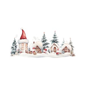 Santas workshop PNG clipart,  Christmas Winter cartoon house printable, Craft stickers, sublimation, scrapbook, digital download, snowy land