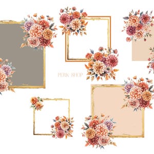 20 PNG, Blumenrahmen Clipart Bundle, Herbst Blumenrahmen, Mamas Rand, Wildblumen Clipart, Wildblumen Rahmen, Sublimation