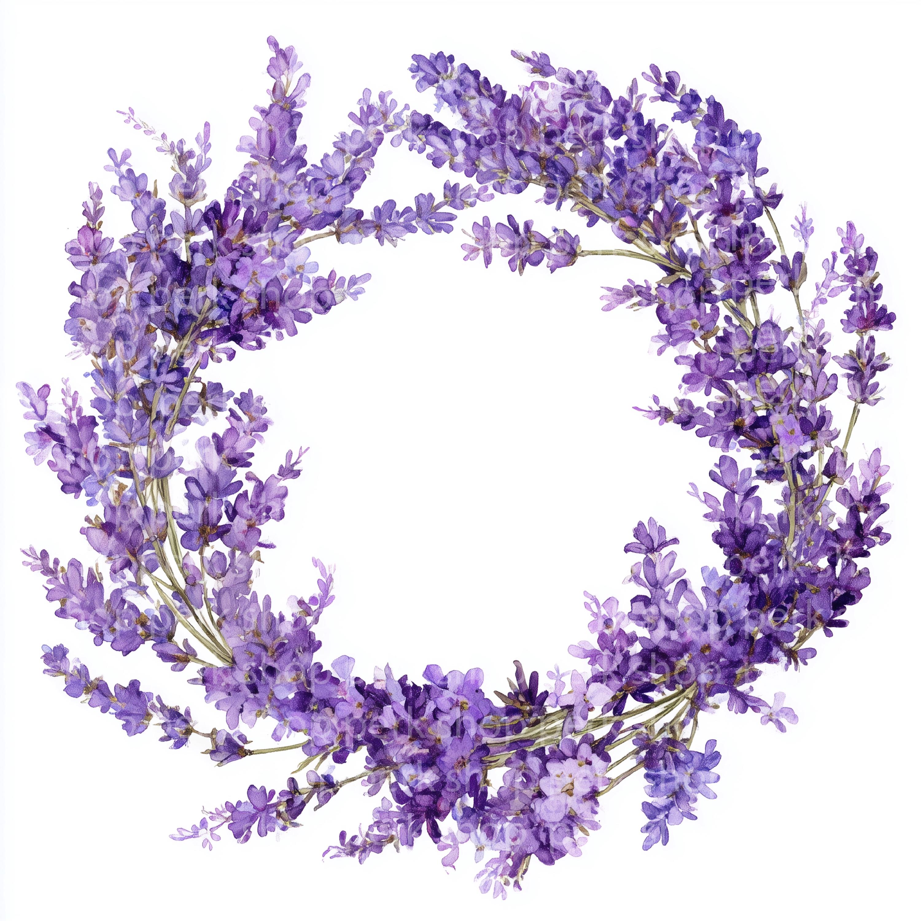 Lavender Wreath Watercolor Clipart: Purple Floral Frame (JPG Digital ...