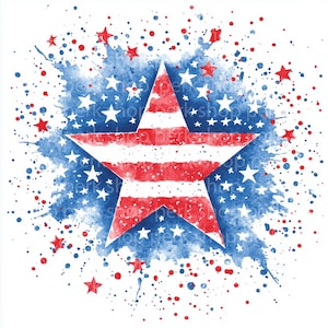13 clipart de estrelas dos EUA, pacote de aquarela para impressão de 4 de julho, JPGs de alta qualidade, download digital, artesanato em papel, arte do Dia da Independência