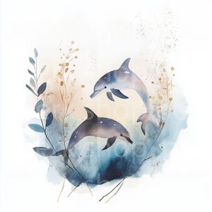 9 clipart dauphin, couple dauphins clipart, JPG haute qualité imprimable, téléchargement numérique, créations en papier, journal indésirable, bohème
